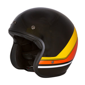 black motorcycle helmet with yellow stripe Blackbird Jet Helmet