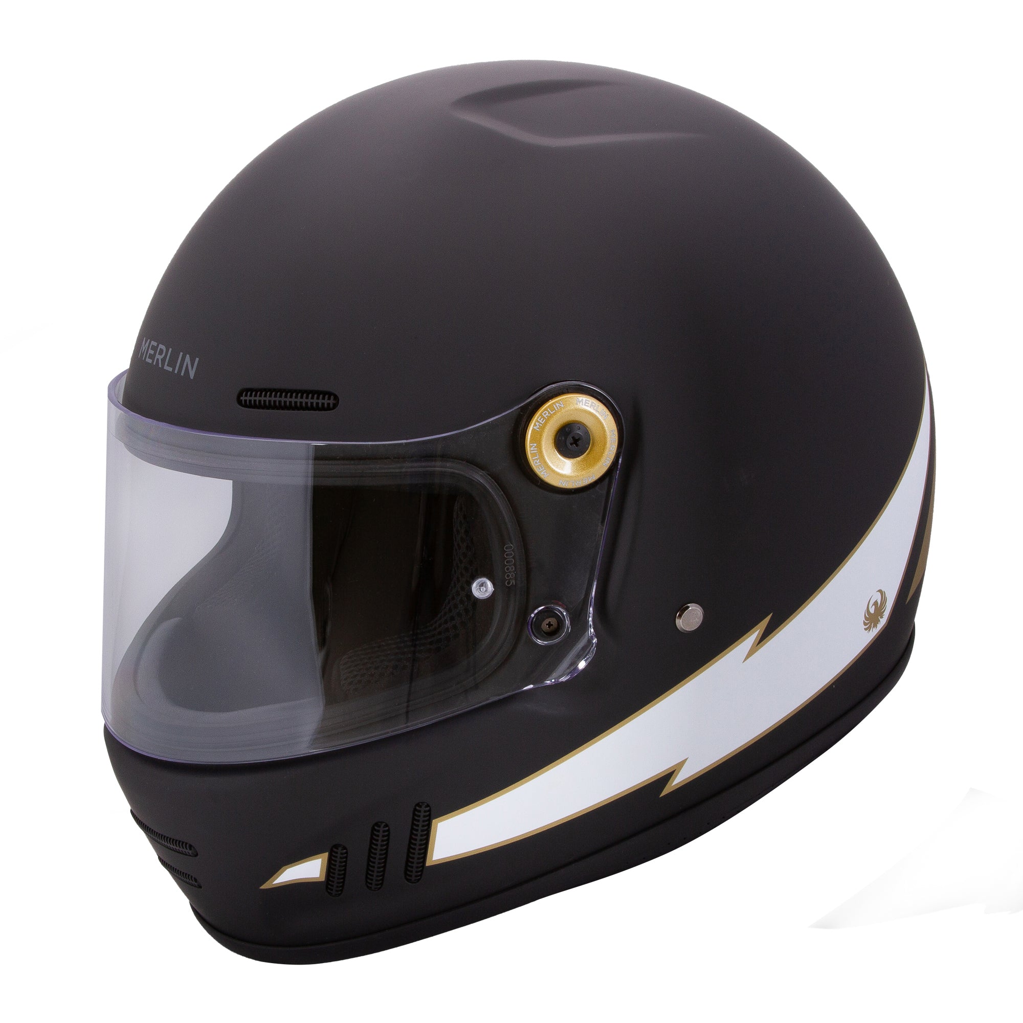 Revival Vintage Full Face Helmet - Flash Matt Black Merlin Motorcycle Clothing Revival Vintage Full Face Helmet - Flash Matt Black Merlin Motorcycle Clothing