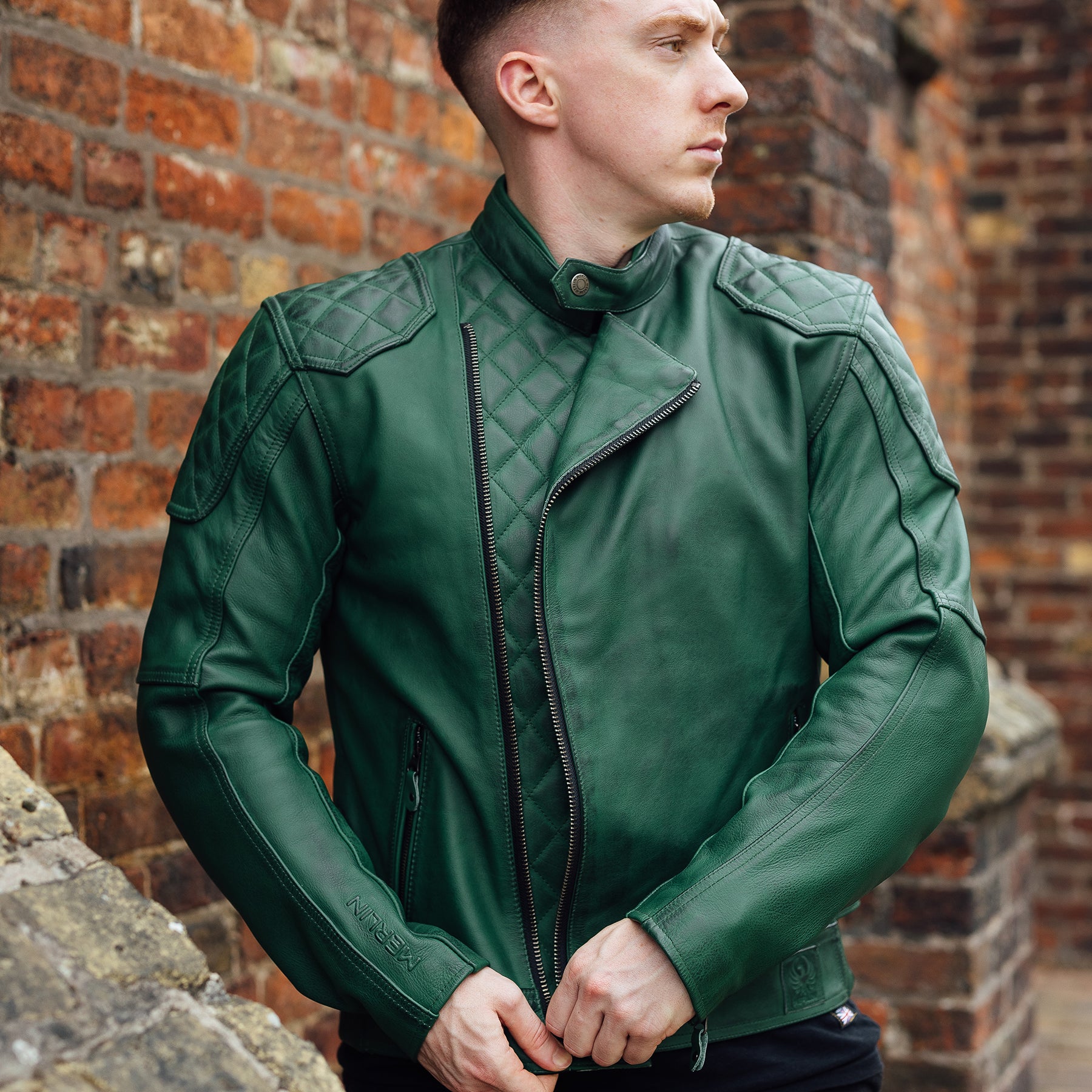Buy Men's Green Vintage Biker Leather Jacket Online Now in USA - UK