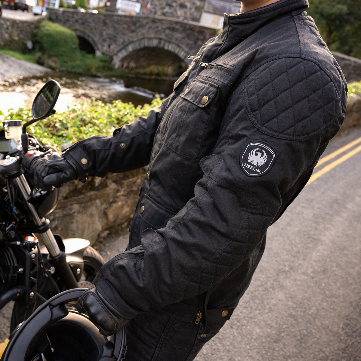 Yoxall 2 Classic Waxed Cotton Motorcycle Jacket - Merlin Bike Gear ...