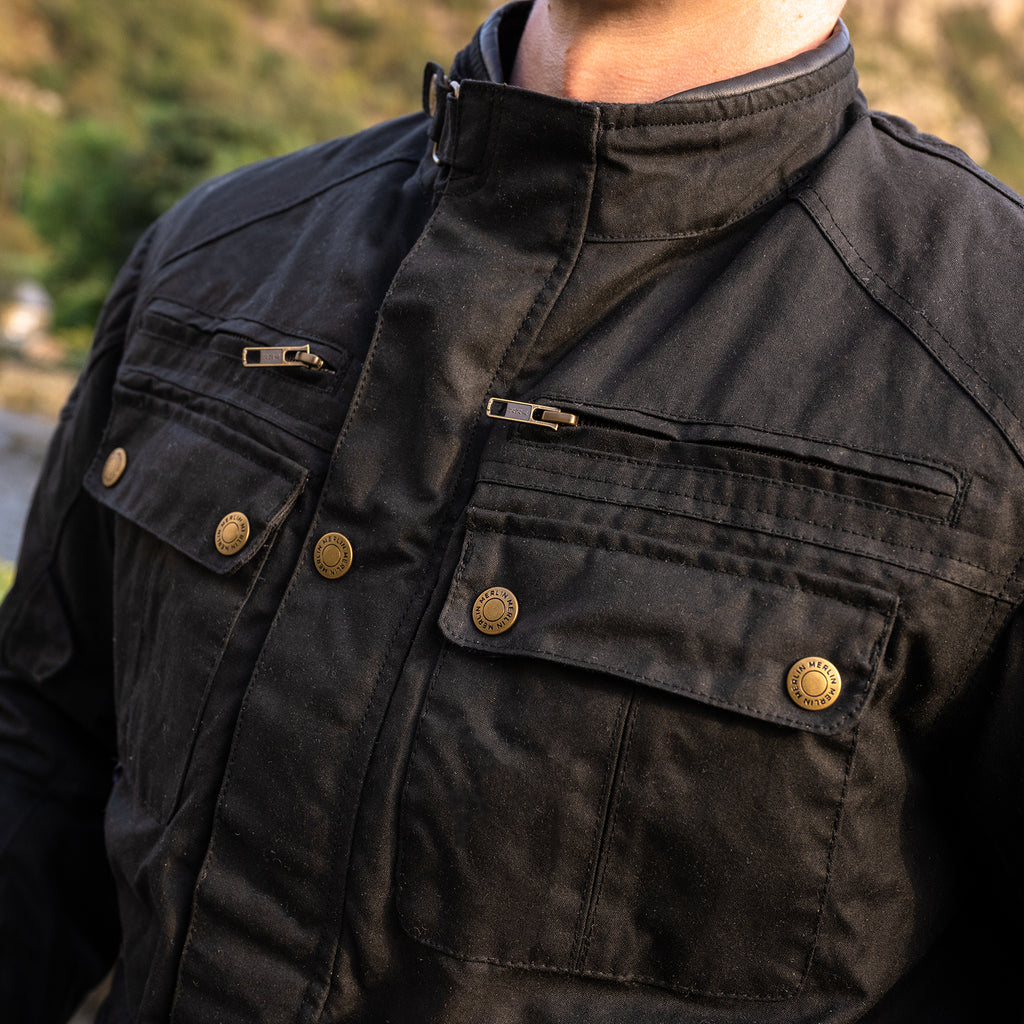 Yoxall 2 Classic Waxed Cotton Motorcycle Jacket - Merlin Bike Gear ...